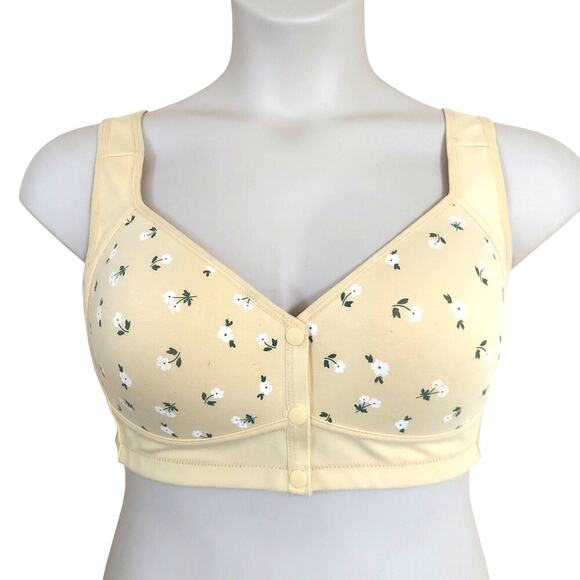 Daisy Bras Set of Two Light Yellow Front Closure Wireless Cotton Bras - Picture 1 of 9